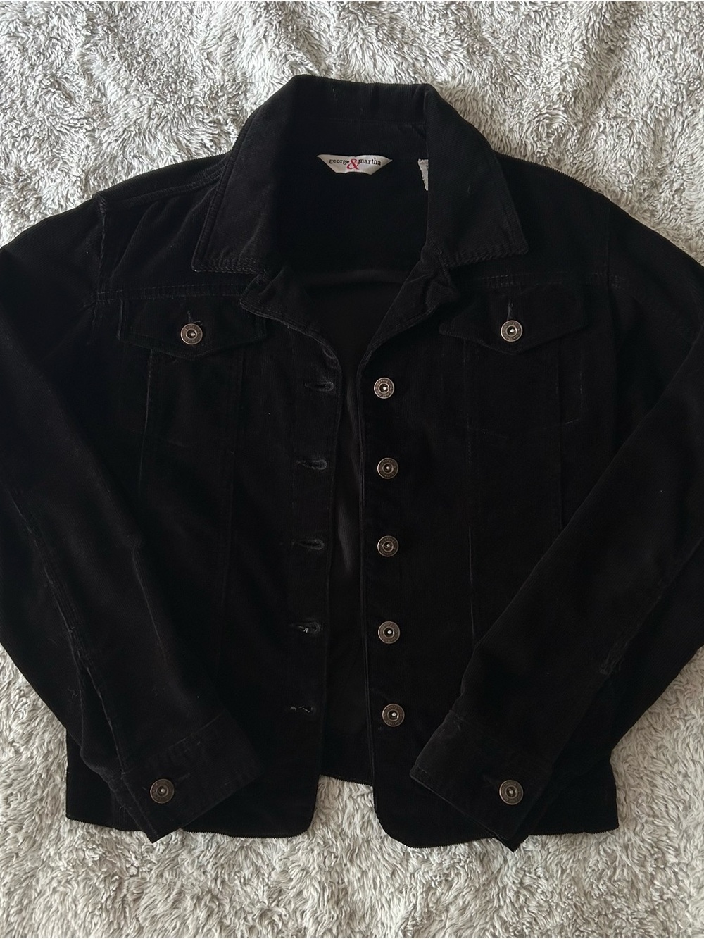 Y2K Black Corduroy Button-Up Jacket